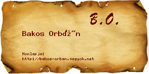 Bakos Orbán névjegykártya