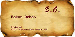 Bakos Orbán névjegykártya